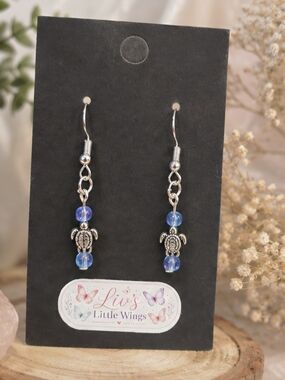 Blue Turtle Drop Earrings